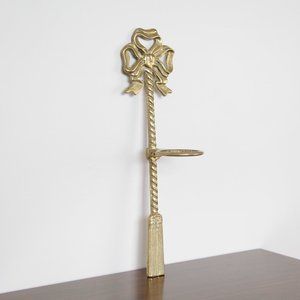 Vintage Brass Curtain Tie Back w Bow & Tassel